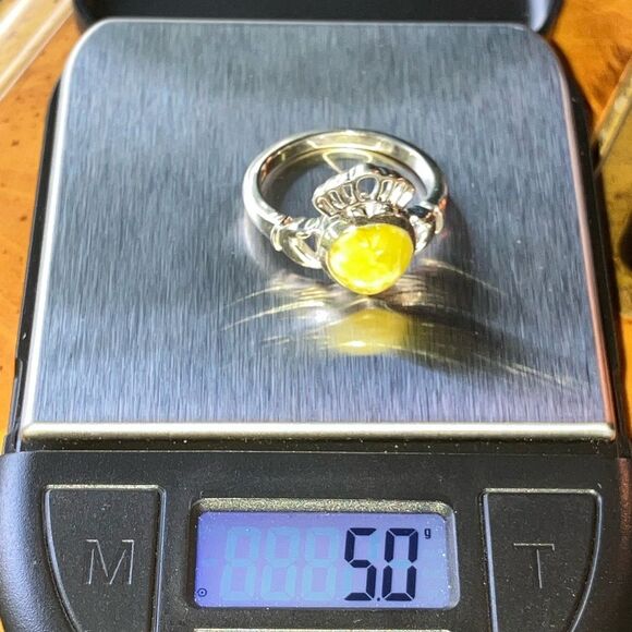 Natural Connemara Marble Sterling Silver Claddagh Ring Size 9 - Picture 9 of 9